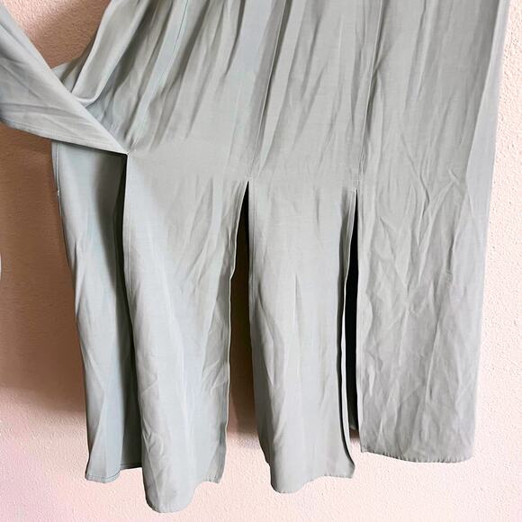 Vintage 90s Sage Green Maxi Dress Y2K Minimalist Cottagecore Grunge Size 8 - Picture 7 of 9